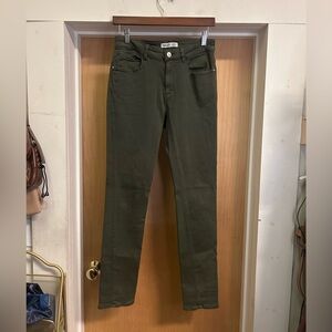 Zara Basic Z1975 Denim Skinny Army Green Jeans - size 8
